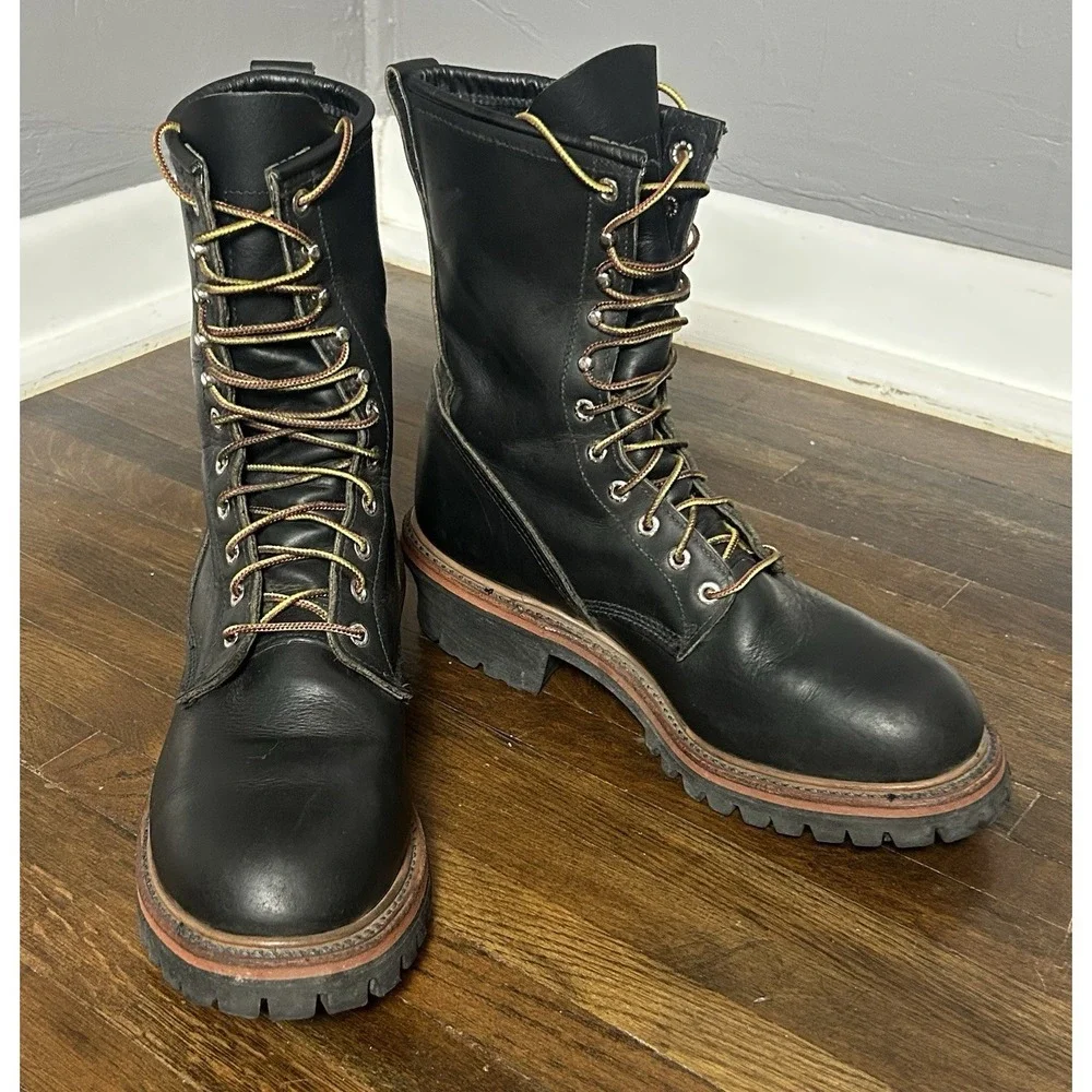 Red Wing Shoes 2218 Logger Boots Size 11D Black Leather Laces Safety Boots